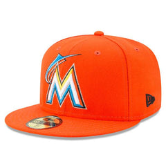 New Era Miami Marlins '17 Orange White Blue 59Fifty 5950 Patch Fitted Cap Hat