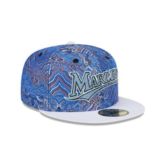 New Era Miami Marlins Jacquard Crown White Gray 59Fifty 5950 Patch Fitted Hat