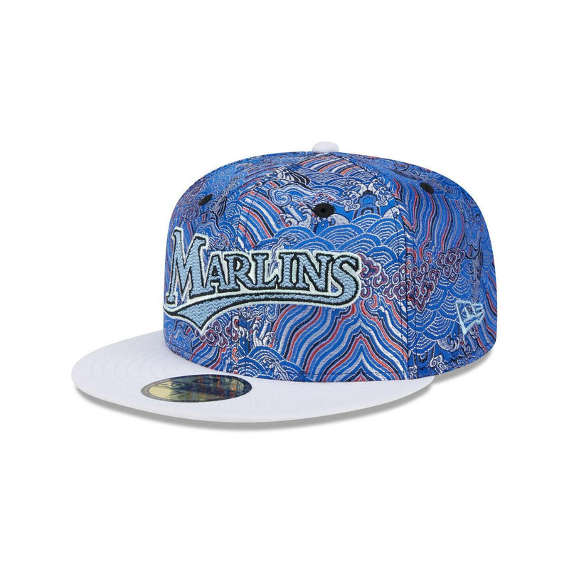 New Era Miami Marlins Jacquard Crown White Gray 59Fifty 5950 Patch Fitted Hat