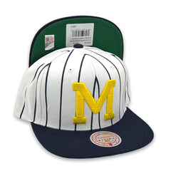 Mitchell and Ness Michigan Wolverines NCAA Navy Blue Green 9Fifty 950 Patch