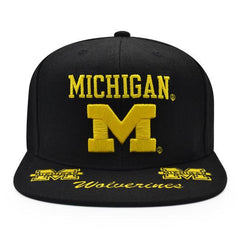 Mitchell And Ness Michigan Wolverines FRONT LOADED Black Yellow Green Snapback