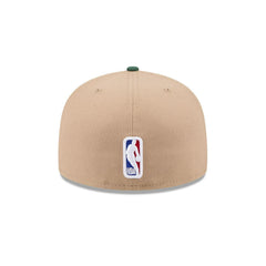 New Era Milwaukee Bucks '24 Draft Beige Green Gray 59Fifty 5950 Patch Fitted Hat