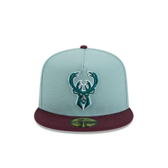 New Era Milwaukee Bucks Beach Kiss Blue Gray 59Fifty 5950 Patch Fitted Cap Hat