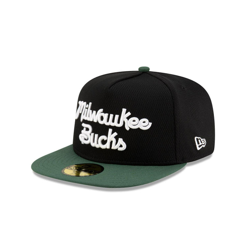 New Era Milwaukee Bucks Dashmark Mesh Black Green Gray 59Fifty 5950 Patch Fitted
