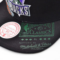 Mitchell And Ness Milwaukee Bucks SUPER REMIX Black Green Gray Patch Snapback
