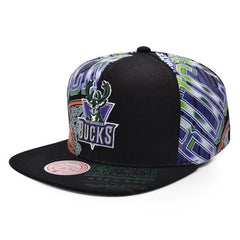 Mitchell And Ness Milwaukee Bucks SUPER REMIX Black Green Gray Patch Snapback