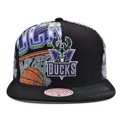Mitchell And Ness Milwaukee Bucks SUPER REMIX Black Green Gray Patch Snapback
