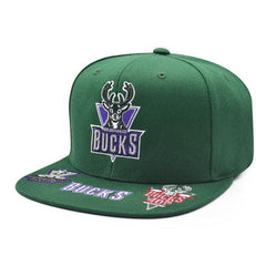 Mitchell And Ness Milwaukee Bucks NBA FRONT LOADED Green Purple Patch Snapback