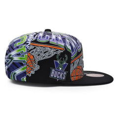 Mitchell And Ness Milwaukee Bucks SUPER REMIX Black Green Gray Patch Snapback