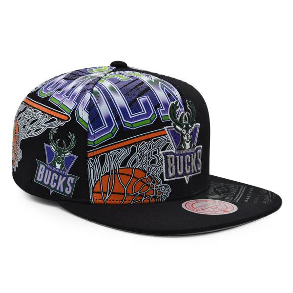 Mitchell And Ness Milwaukee Bucks SUPER REMIX Black Green Gray Patch Snapback