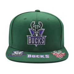 Mitchell And Ness Milwaukee Bucks NBA FRONT LOADED Green Purple Patch Snapback