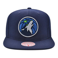 Mitchell And Ness Minnesota Timberwolves HOWLING Navy Blue Gray Patch Snapback