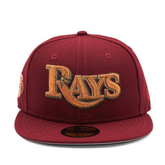 New Era Tampa Bay Rays 25th Anni Cardinal Red Gray 59Fifty 5950 Patch Fitted Hat