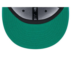 New Era Oilers Faux Leather Crown Black Sky Blue Green 59Fifty 5950 Patch Fitted