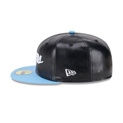 New Era Oilers Faux Leather Crown Black Sky Blue Green 59Fifty 5950 Patch Fitted