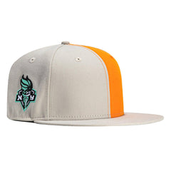 New Era NY Liberty WNBA Stone Light Orange Gray 59Fifty 5950 Patch Fitted Hat