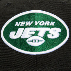 New Era New York Jets Black White Gray 59Fifty 5950 Patch Fitted Cap Hat