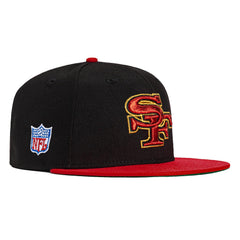New Era SF 49ers NFL Black Red Metallic Gold Green 59Fifty 5950 Patch Fitted Hat