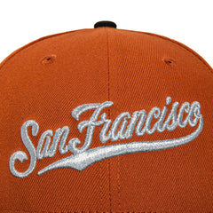 New Era SF Giants Burnt Orange Black Silver Gray 59Fifty 5950 Patch Fitted Hat