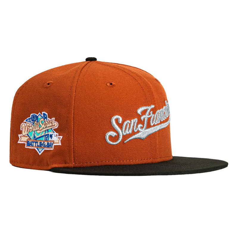 New Era SF Giants Burnt Orange Black Silver Gray 59Fifty 5950 Patch Fitted Hat
