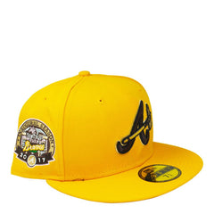 New Era Atlanta Braves Yellow Black Pink 59Fifty 5950 Patch Fitted Cap Hat