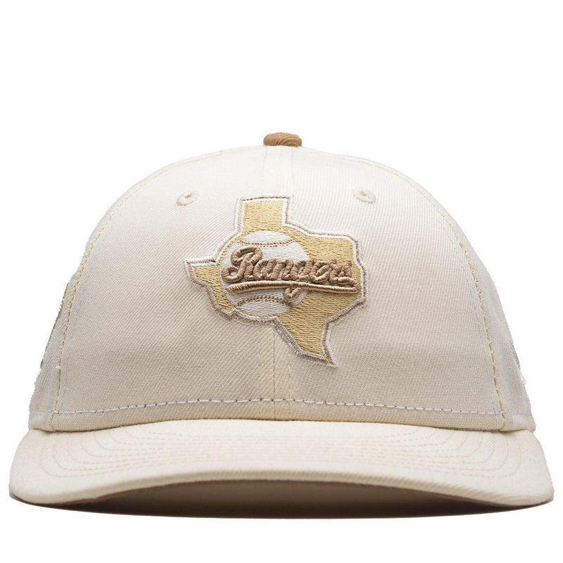 New Era Texas Rangers Low Pro Chrome Khaki 59Fifty 5950 Patch Fitted Cap Hat
