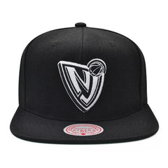 Mitchell And Ness NJ Nets CLASSIC LOGO Black White Green Patch Snapback Cap Hat