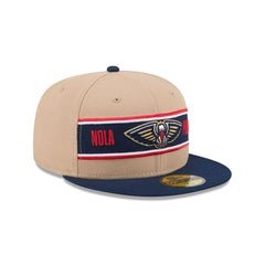 New Era New Orleans Pelicans '24 Draft Beige Red Navy 59Fifty 5950 Patch Fitted