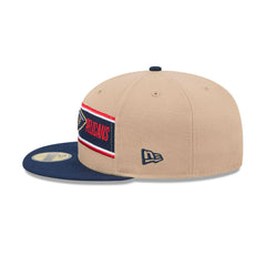 New Era New Orleans Pelicans '24 Draft Beige Red Navy 59Fifty 5950 Patch Fitted