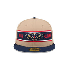 New Era New Orleans Pelicans '24 Draft Beige Red Navy 59Fifty 5950 Patch Fitted