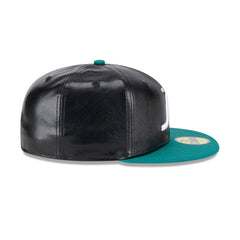New era NY Jets Faux Leather Crown Black Green 59Fifty 5950 Patch Fitted Cap Hat