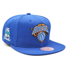 Mitchell And Ness NY Knicks '73 NBA FINALS INV LOGO Royal Orange Gray Snapback