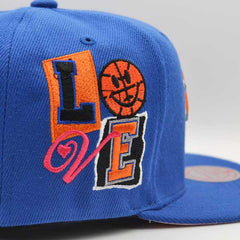 Mitchell And Ness NY Knicks ALL LOVE Royal Blue Orange Pink Patch Snapback Hat