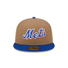 New Era New York Mets Brown White Blue Gray 59Fifty 5950 Patch Fitted Cap Hat