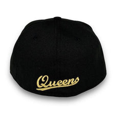 New Era NY Queens Black Gold Grey 59Fifty 5950 Patch Fitted Cap Hat
