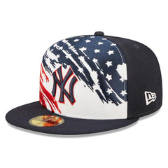 New Era NY Yankees JULY 4th USA Navy Red White Stars 59Fifty 5950 Patch Fitted