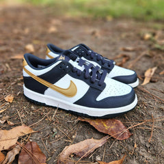 Kids Nike Dunk Low GS White Metallic Gold Anthracite Blue HV2533-100 Sneaker
