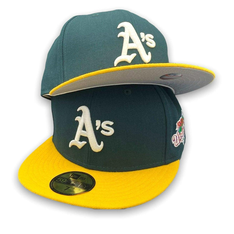 New Era Oakland A's '89 WS Green Yellow White 59Fifty 5950 Patch Fitted Cap Hat