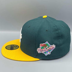 New Era Oakland A's '89 WS Green Yellow White 59Fifty 5950 Patch Fitted Cap Hat