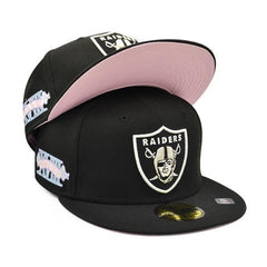 New Era Las Vegas LA Oakland Raiders SB 18 White Pink 59Fifty 5950 Patch Fitted