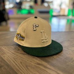 New Era LA Dodgers Glow White Dark Green Corduroy 59Fifty 5950 Patch Fitted Hat