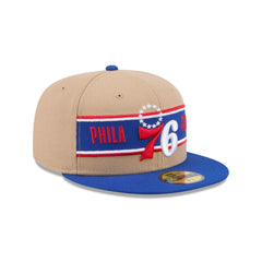 New Era Philadelphia 76ers '24 Draft Beige Blue Gray 59Fifty 5950 Patch Fitted