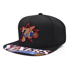 Mitchell And Ness Philadelphia 76ers SWINGMAN POP Black White Red Patch Snapback