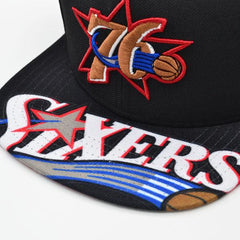 Mitchell And Ness Philadelphia 76ers SWINGMAN POP Black White Red Patch Snapback