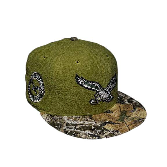 New Era Philadelphia Eagles Fleece Tree Grey Brown 59Fifty 5950 Patch Fitted