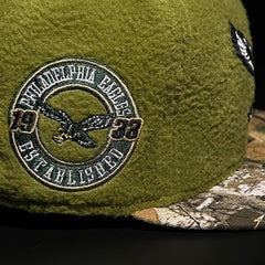New Era Philadelphia Eagles Fleece Tree Grey Brown 59Fifty 5950 Patch Fitted