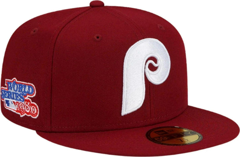 New Era Philadelphia Phillies '80 WS Cardinal Red White Grey 59Fifty Fitted Hat