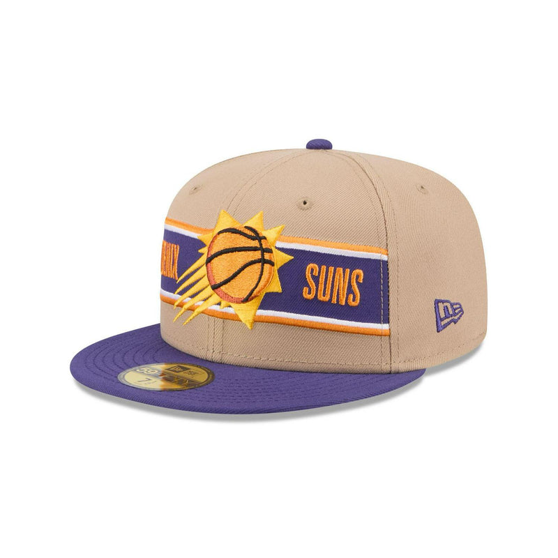 New Era Phoenix Suns '24 Draft Beige Purple Gray 59Fifty 5950 Patch Fitted Hat