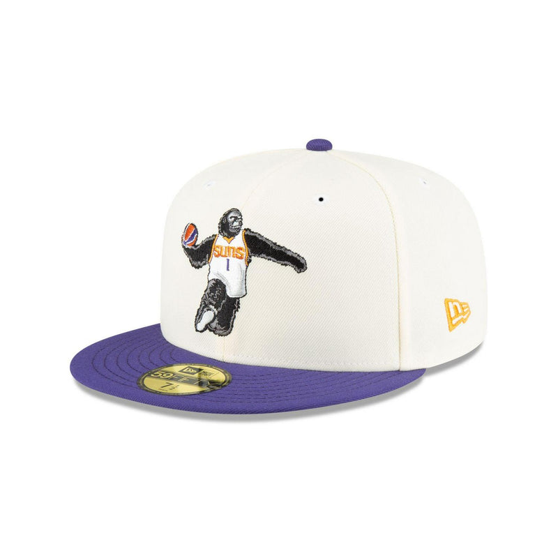 New Era Phoenix Suns Mascot White Purple Gray 59Fifty 5950 Patch Fitted Cap Hat