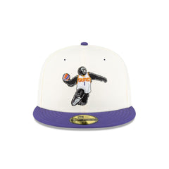 New Era Phoenix Suns Mascot White Purple Gray 59Fifty 5950 Patch Fitted Cap Hat